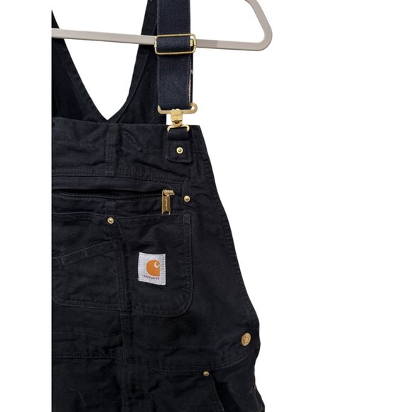Carhartt Black Bib Overalls With Adjustable Straps & Multiple Pockets 32X30 R01- - Picture 3 of 11